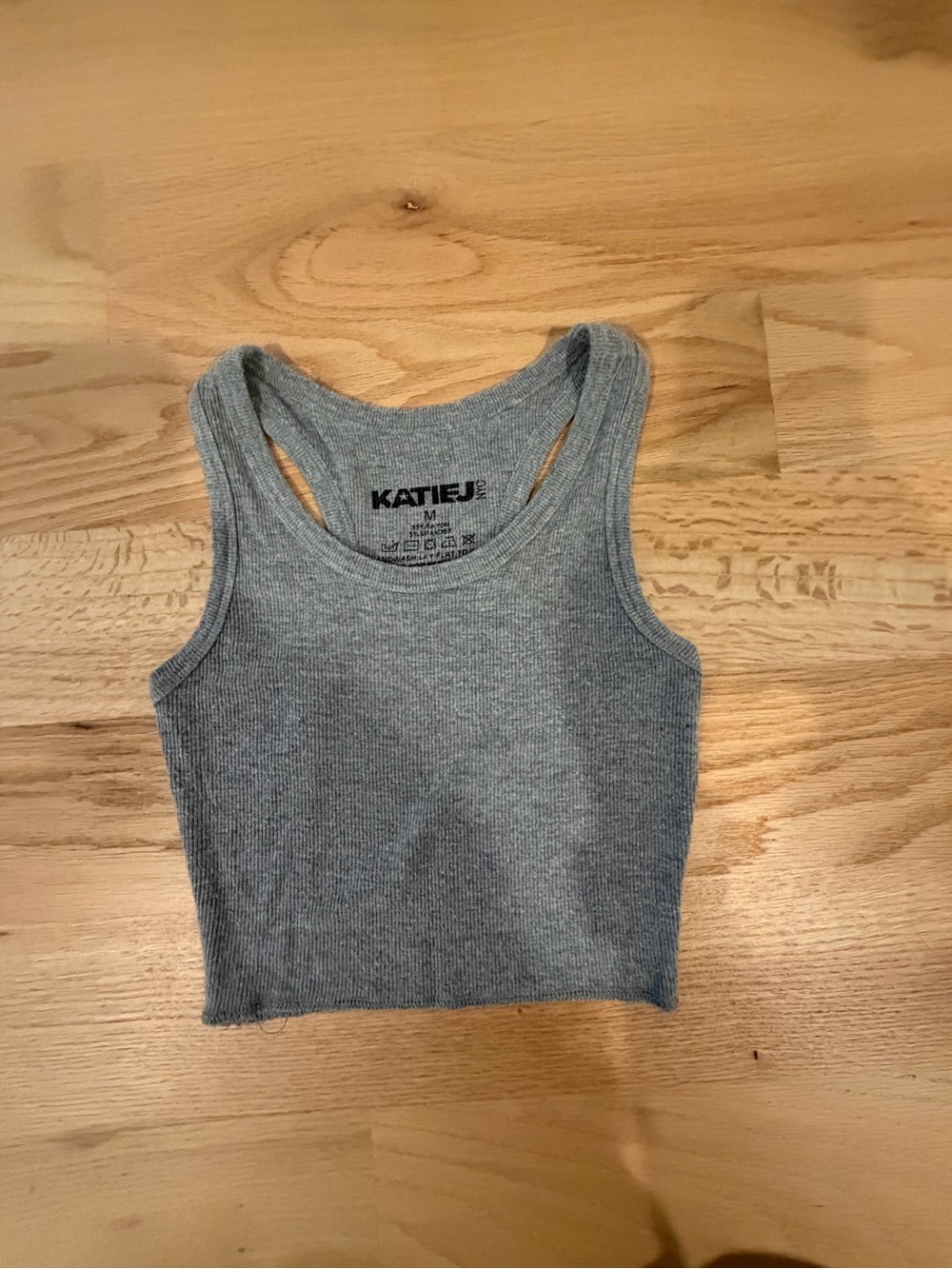 Katie J NYC Gray Ribbed Cropped Tank